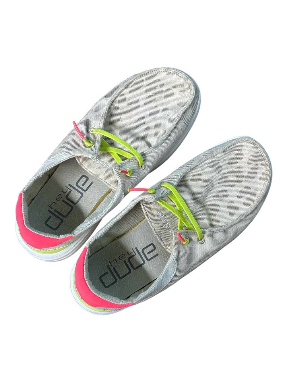 Hey Dude Womens Wendy Rise Leopard Neon Beige Size 8 Ultra Light Platform EVA - Picture 6 of 9